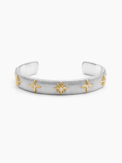 Simini Star Diamond Silver - 18K Gold Plated Women's Cuff Bracelet