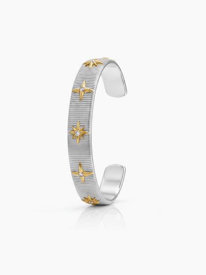 Simini Star Diamond Silver - 18K Gold Plated Women's Cuff Bracelet