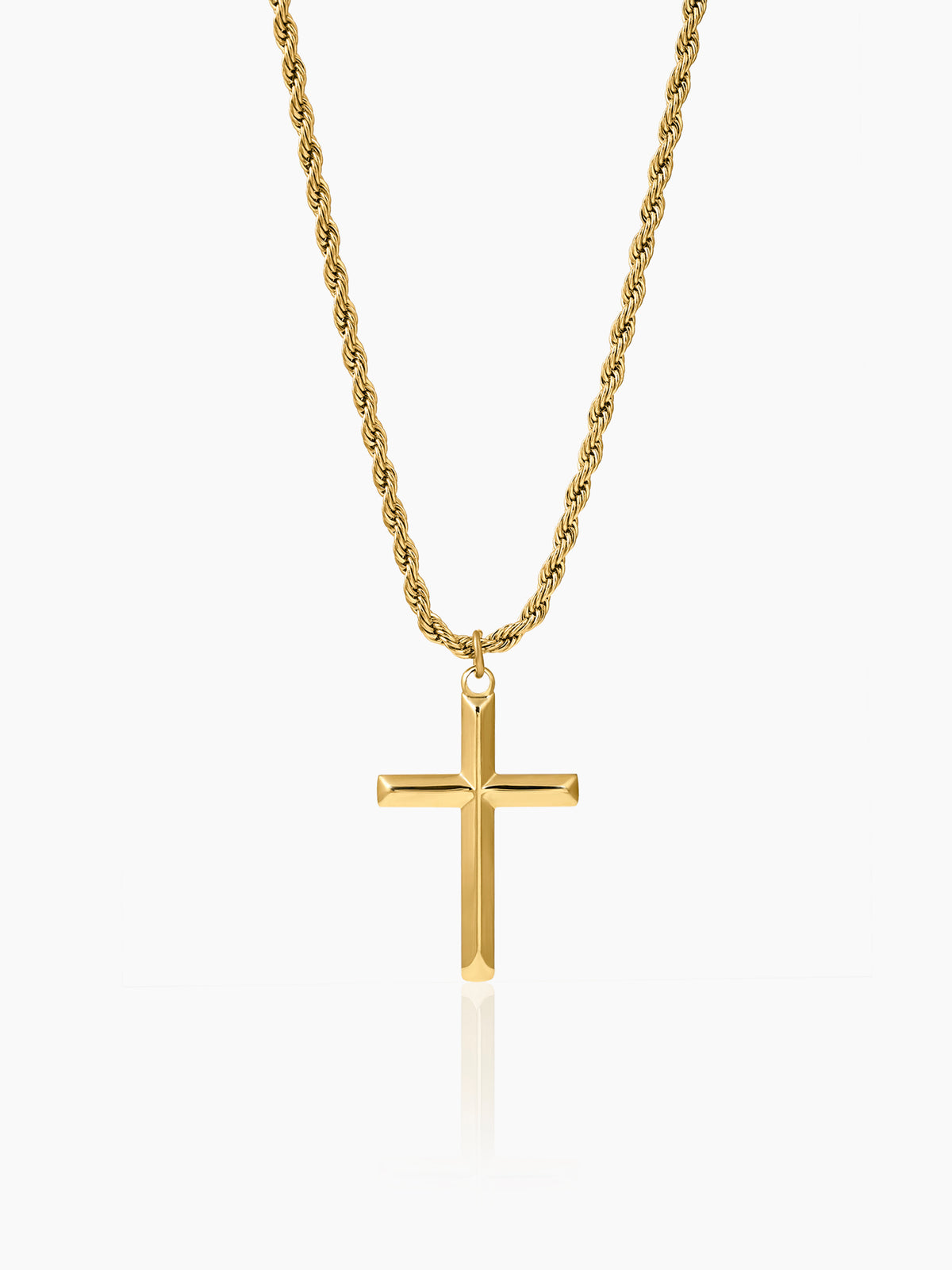 Sion Cross Rope 18K Gold Plated Men's Chain Pendant
