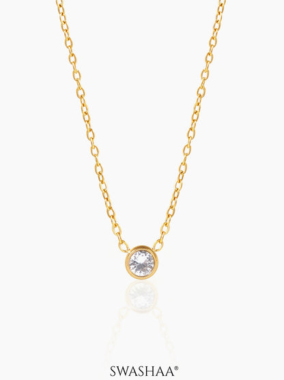 Sitara Solitaire Diamond Charm 18K Gold Plated Necklace