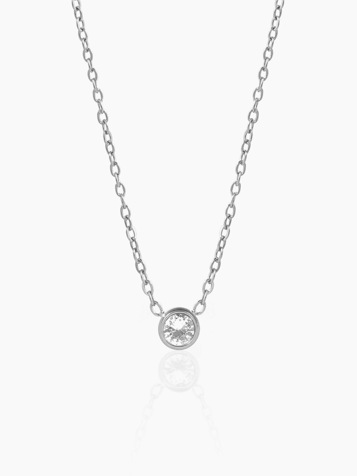 Sitara Solitaire Diamond Charm Silver Necklace