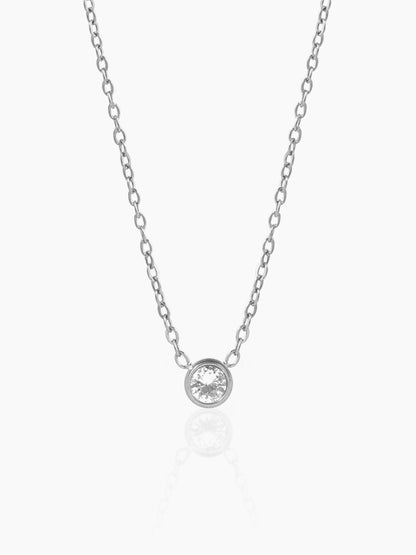 Sitara Solitaire Diamond Charm Silver Necklace