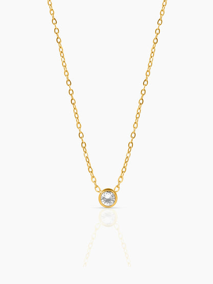 Sitara Solitaire Diamond Charm 18K Gold Plated Necklace