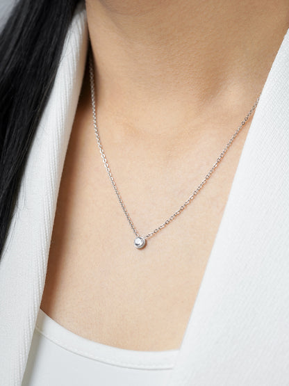 Sitara Solitaire Diamond Charm Silver Necklace