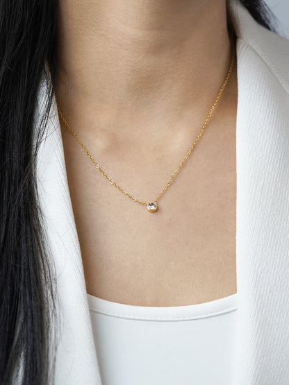 Sitara Solitaire Diamond Charm 18K Gold Plated Necklace