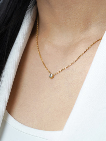 Sitara Solitaire Diamond Charm 18K Gold Plated Necklace