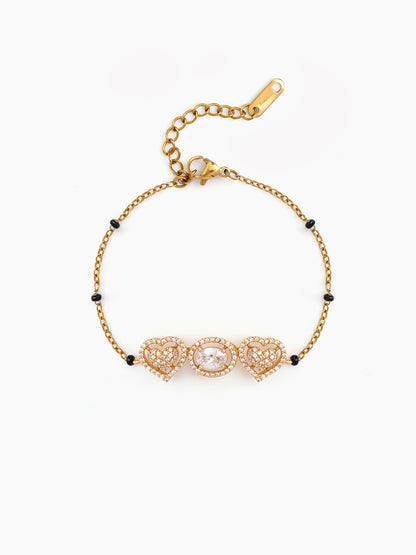 Snehali Diamond Solitaire Heart 18K Gold Plated Women's Mangalsutra Bracelet