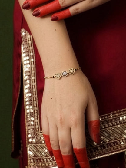 Snehali Diamond Solitaire Heart 18K Gold Plated Women's Mangalsutra Bracelet