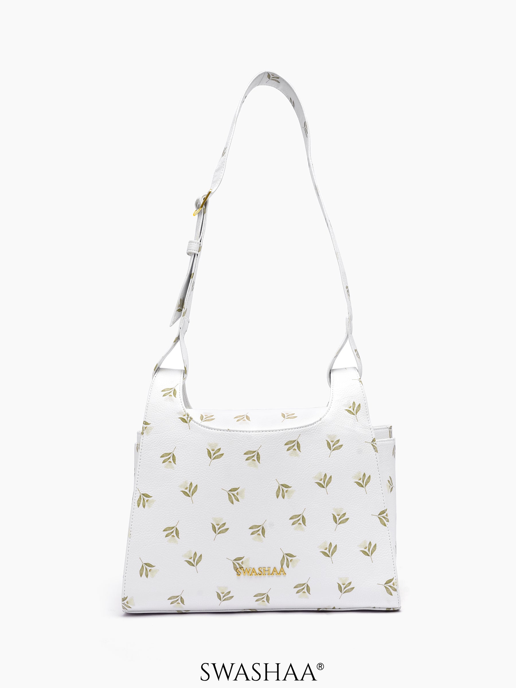 Snow Petals Leather Shoulder Bag
