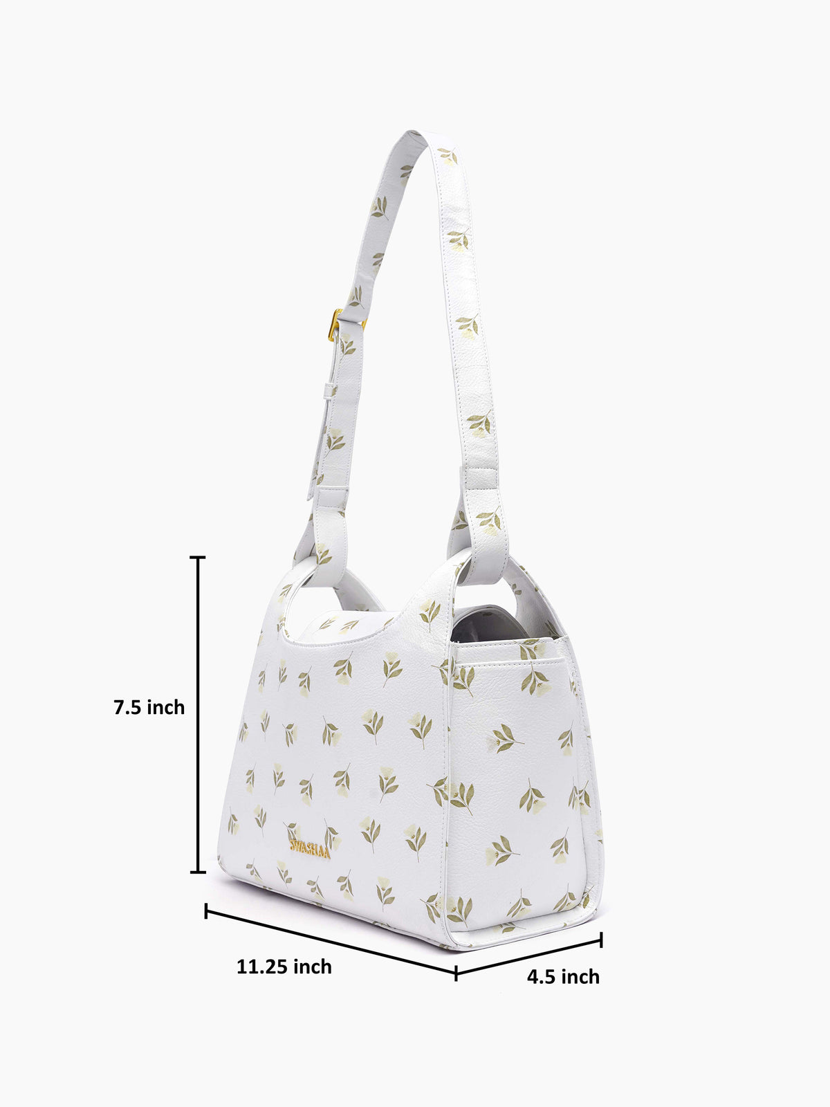 Snow White Petals Women's Leather Shoulder Bag