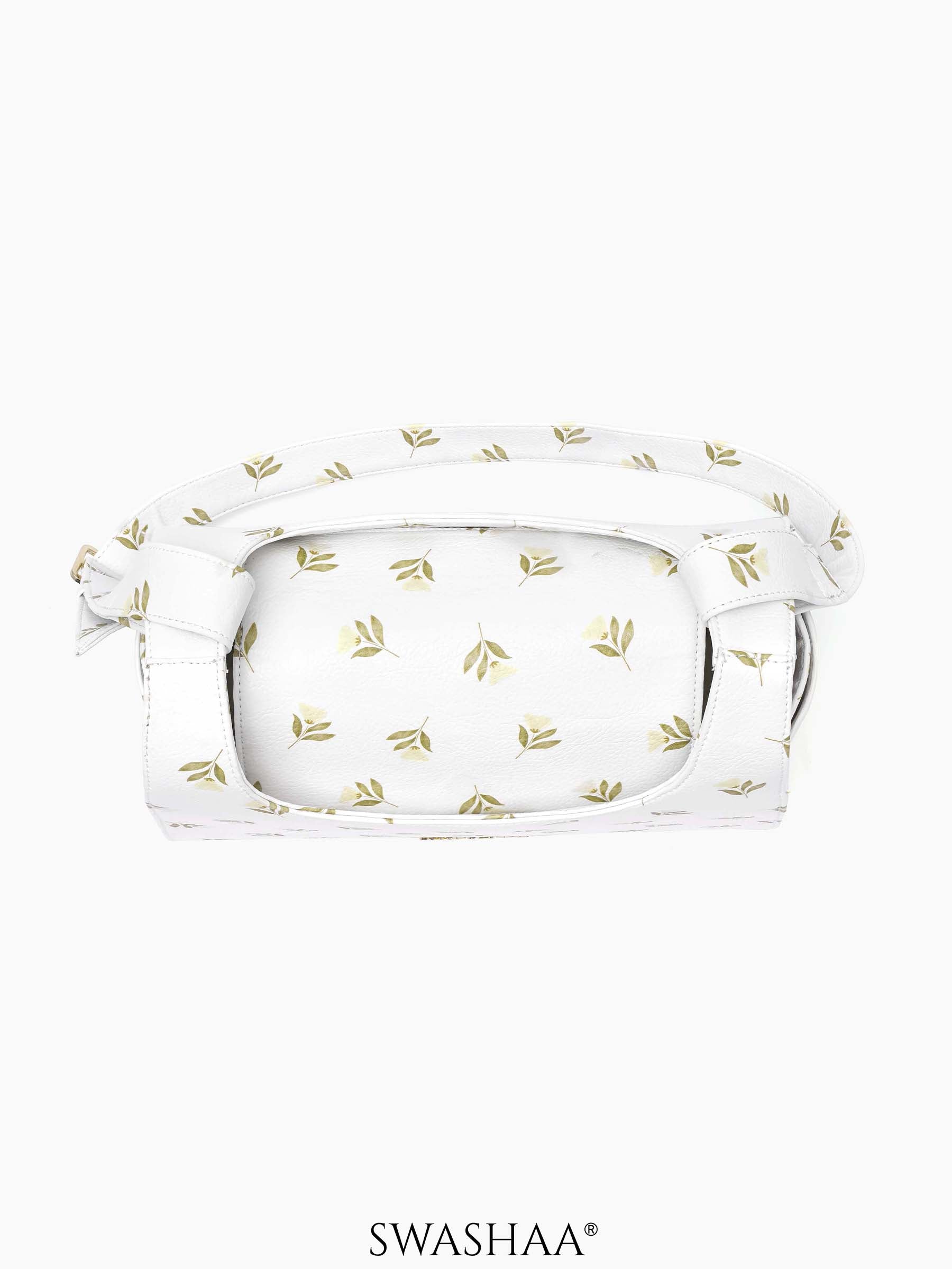 Snow White Petals Women's Leather Shoulder Bag