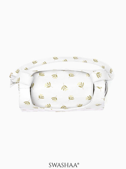 Snow White Petals Women's Leather Shoulder Bag