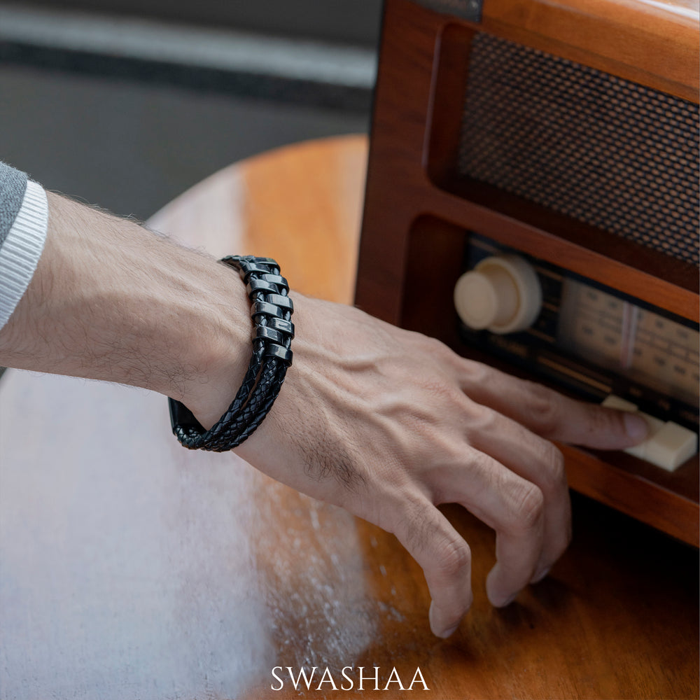 Sol Men's Leather Bracelet - Swashaa
