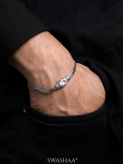 Solitaire Snake Chain Silver Men's Bracelet