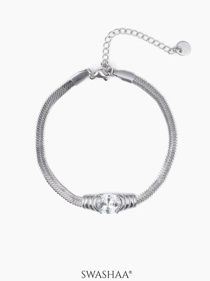 Solitaire Snake Chain Silver Men's Bracelet