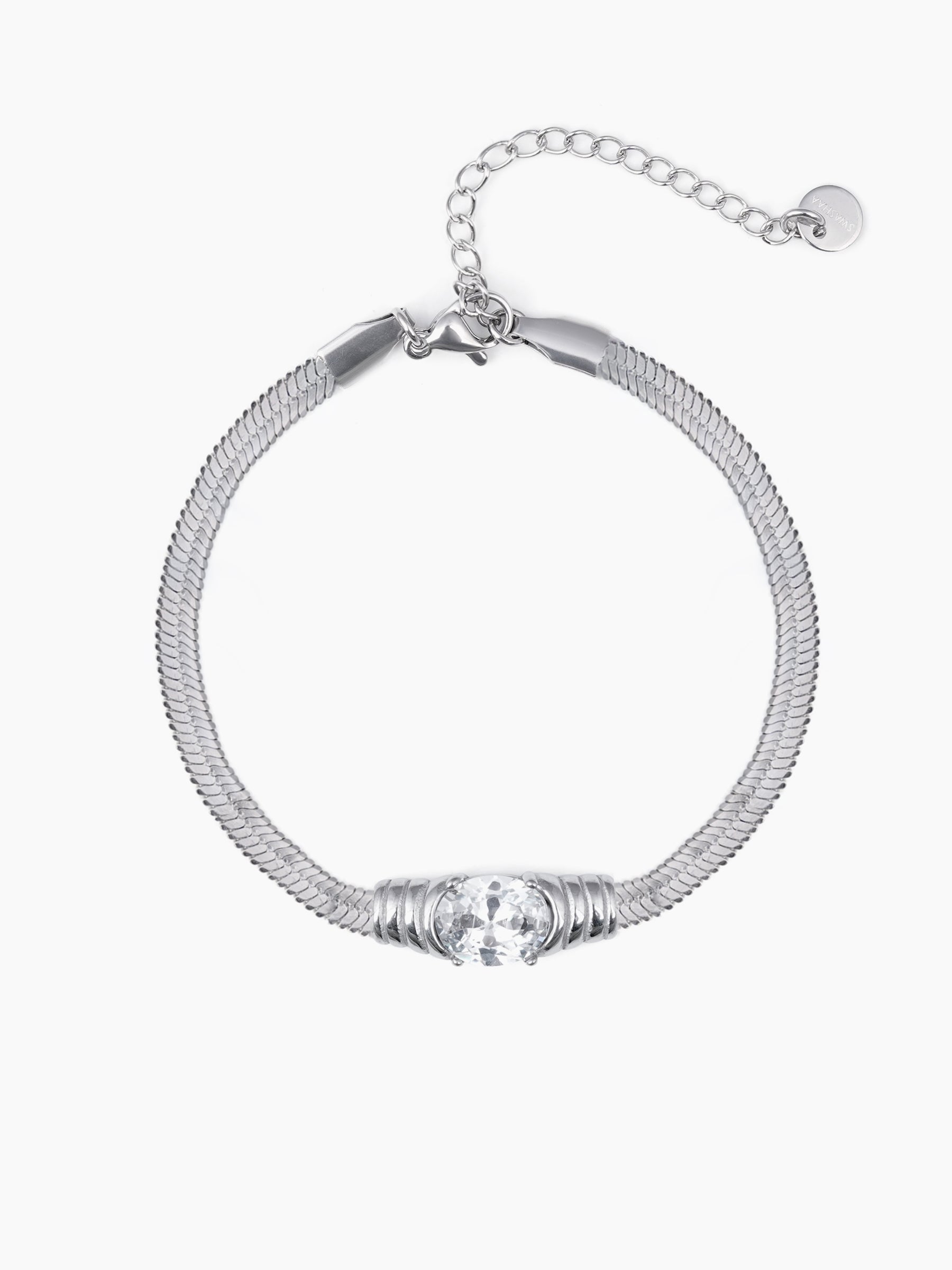 Solitaire Chain Silver Rakhi