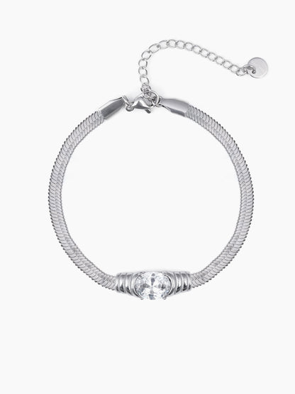 Solitaire Chain Silver Rakhi