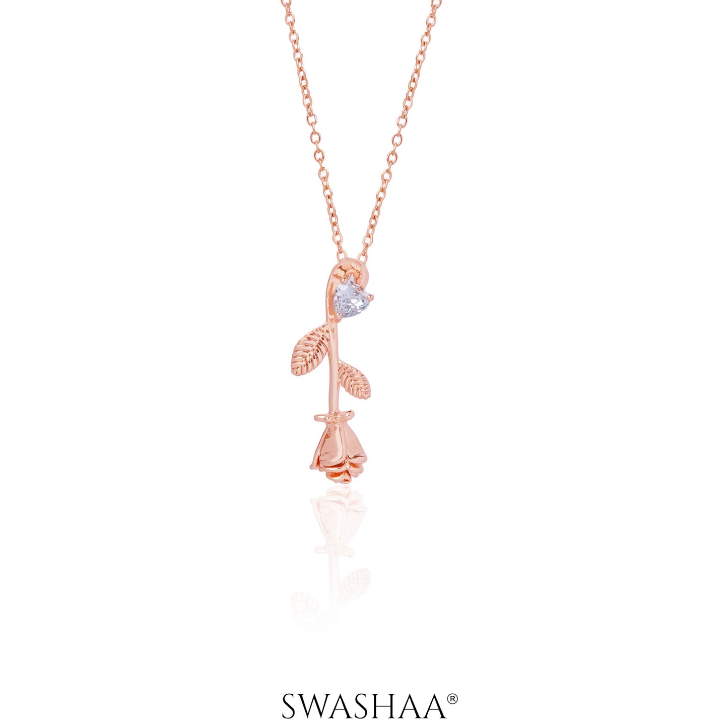 Solitaire Rose Rosegold Plated Necklace