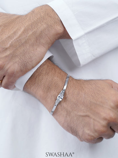 Solitaire Snake Chain Silver Men's Bracelet