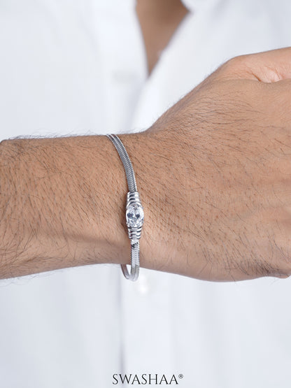 Solitaire Snake Chain Silver Men's Bracelet