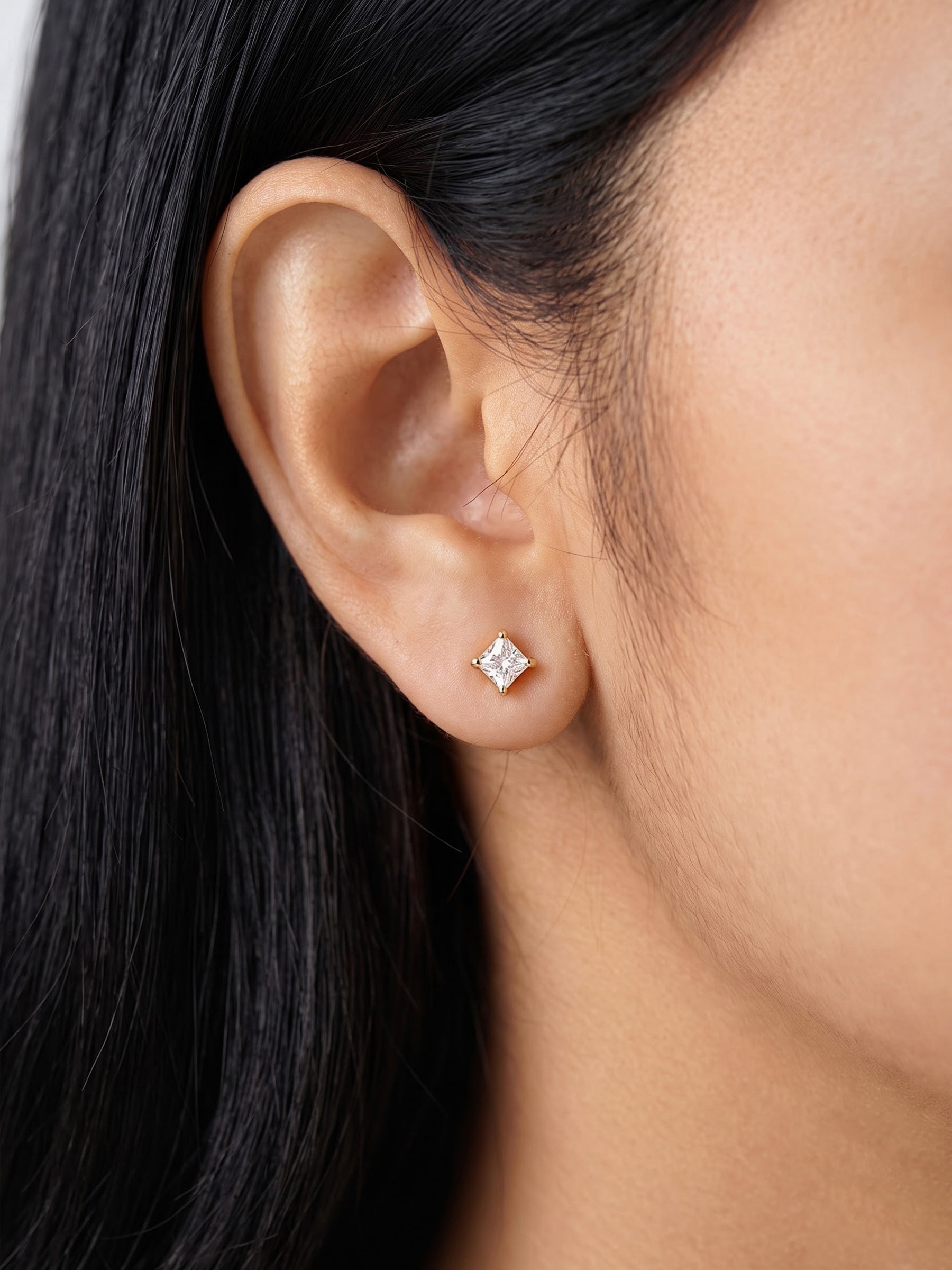 Solveta Square Solitaire 18K Gold Plated Women's Stud Earrings 