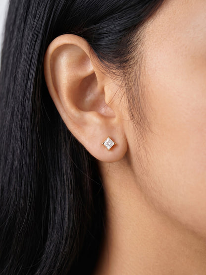 Solveta Square Solitaire 18K Gold Plated Women's Stud Earrings 