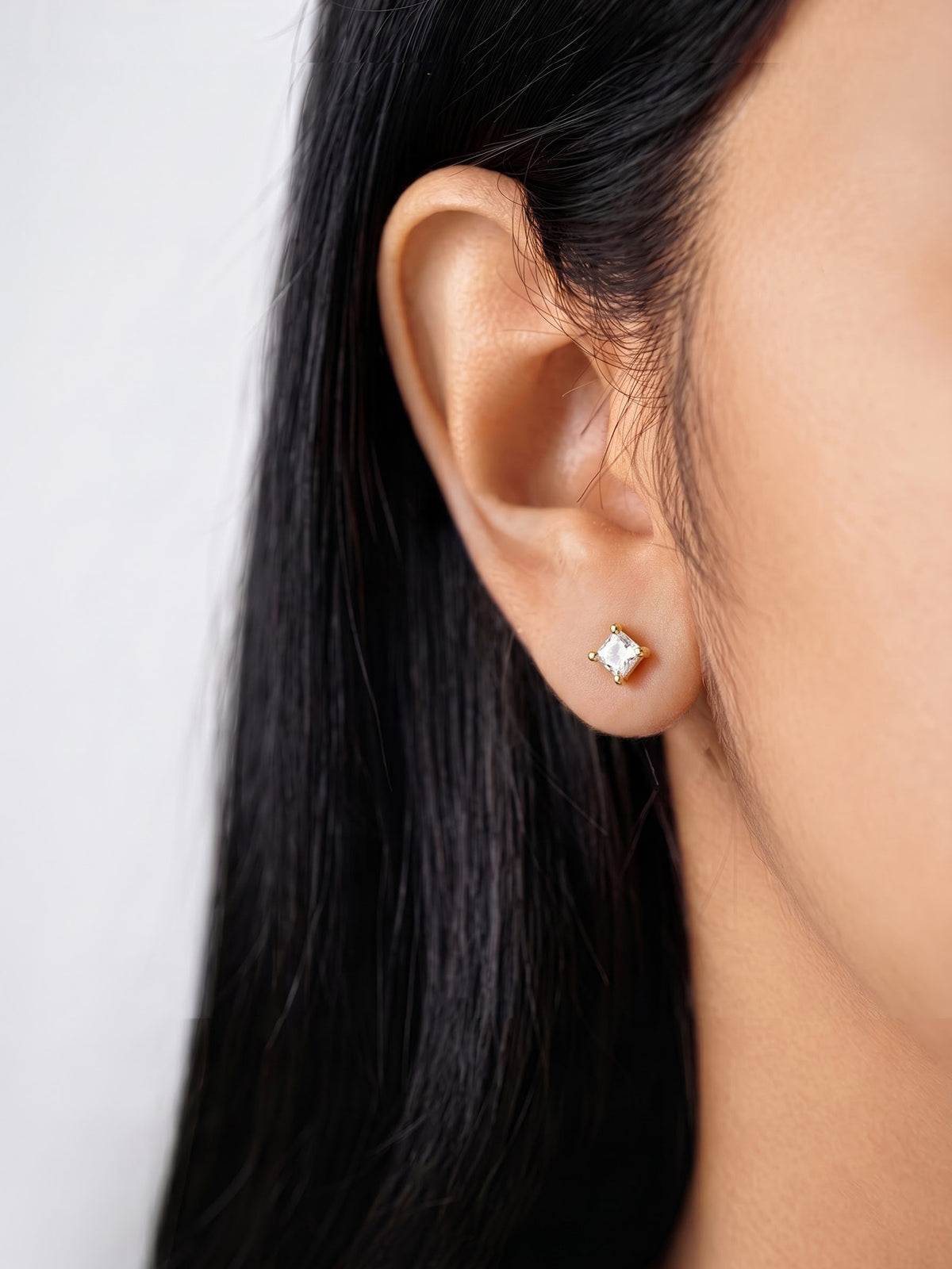 Solveta Square Solitaire 18K Gold Plated Women's Stud Earrings 
