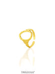 Soraya Hollow Oval Adjustable 18K Gold Plated Ring