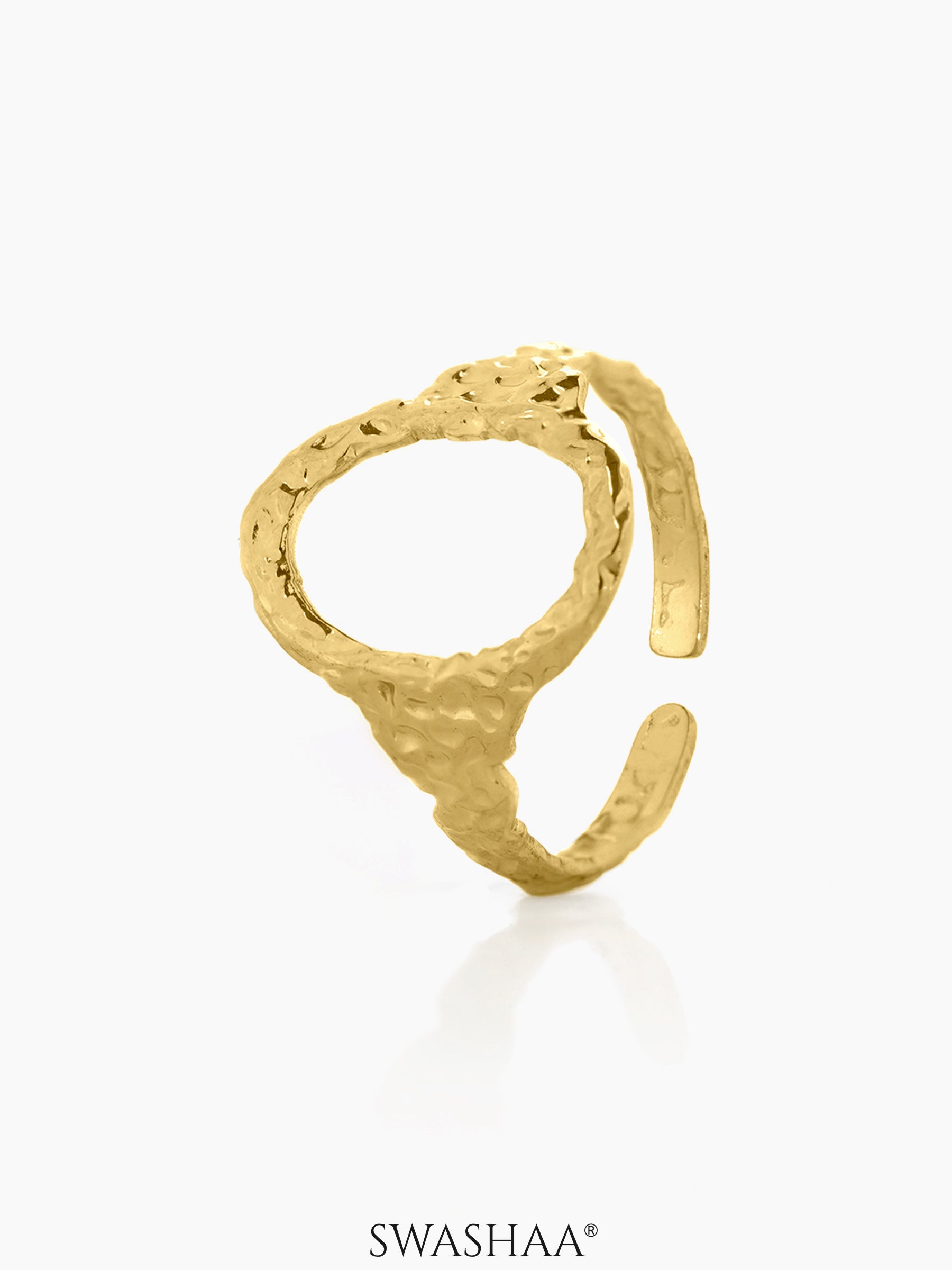 Soraya Hollow Oval Adjustable 18K Gold Plated Ring