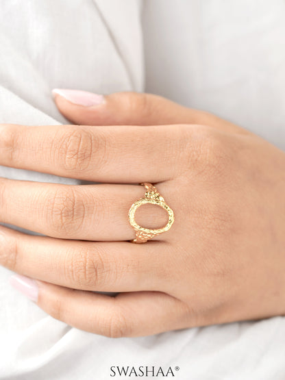 Soraya Hollow Oval Adjustable 18K Gold Plated Ring