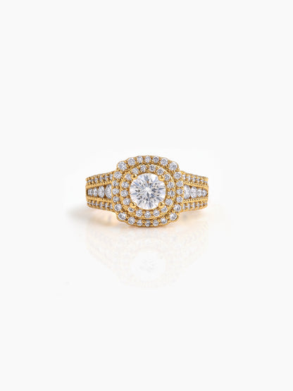 Sorella Diamond Solitaire Round Cut Halo 18K Gold Plated Women's Ring