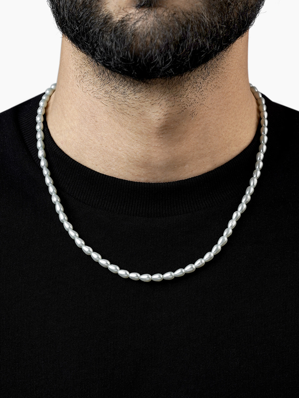 Soren White Oval Pearls 18K Gold Plated Men's Chain
