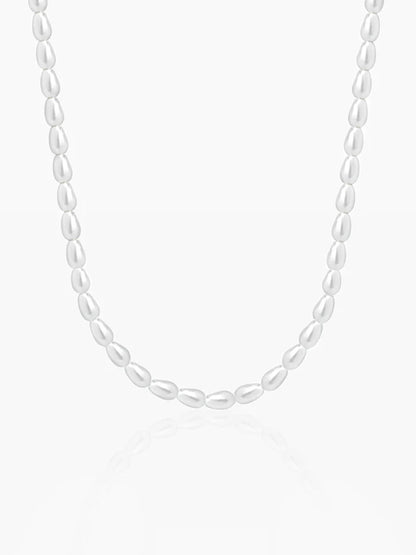 Soren White Oval Pearls 18K Gold Plated Men's Chain