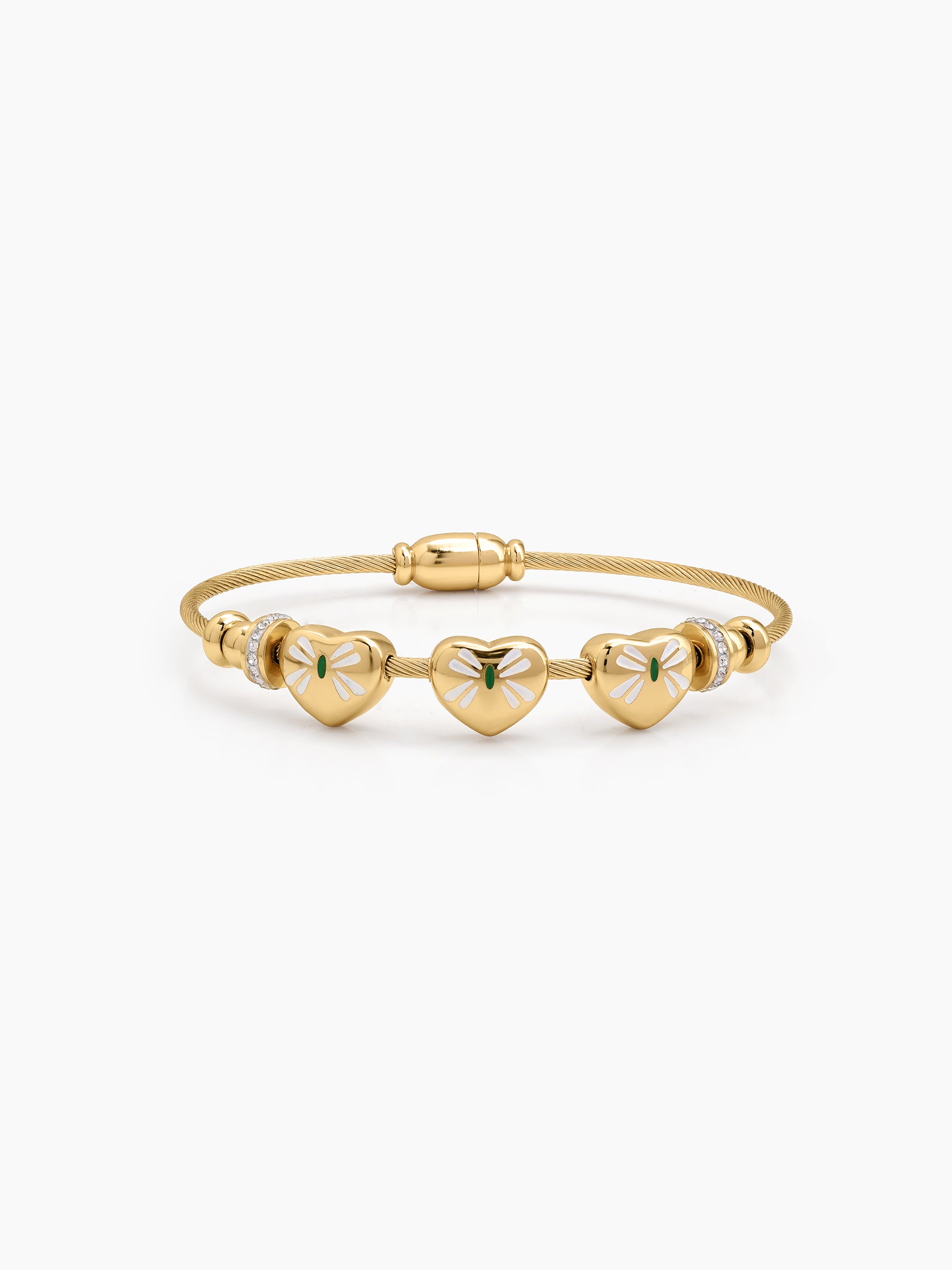Soretta Triple Heart 18K Gold Plated Women's Solid Bracelet