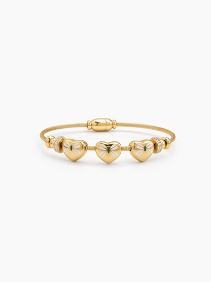 Soretta Triple Heart 18K Gold Plated Women's Solid Bracelet