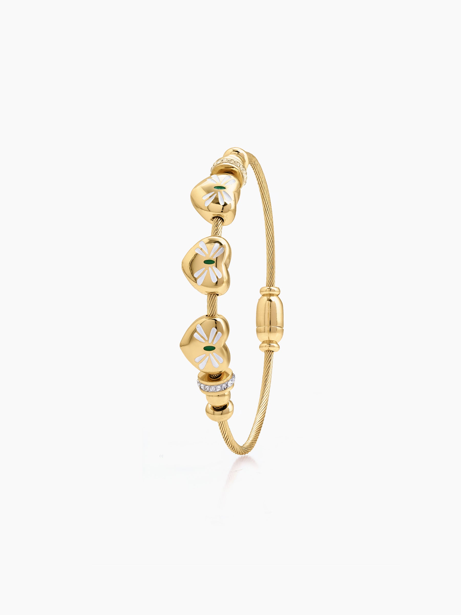 Soretta Triple Heart 18K Gold Plated Women's Solid Bracelet