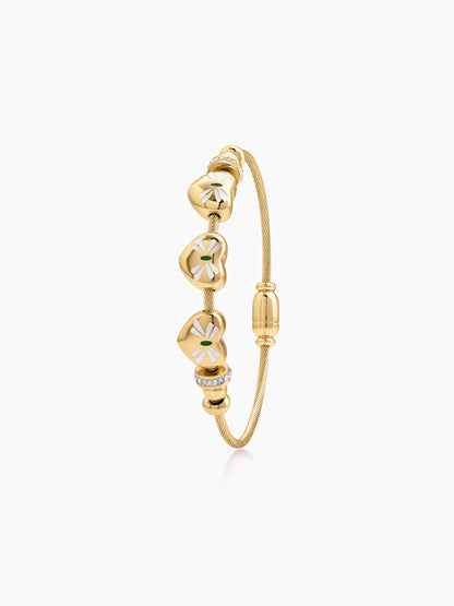 Soretta Triple Heart 18K Gold Plated Women's Solid Bracelet