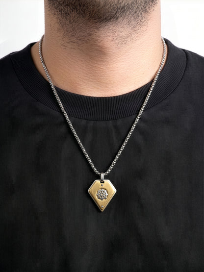 Sorev Geometric Sharp Charm Two Tone Men's Chain Pendant