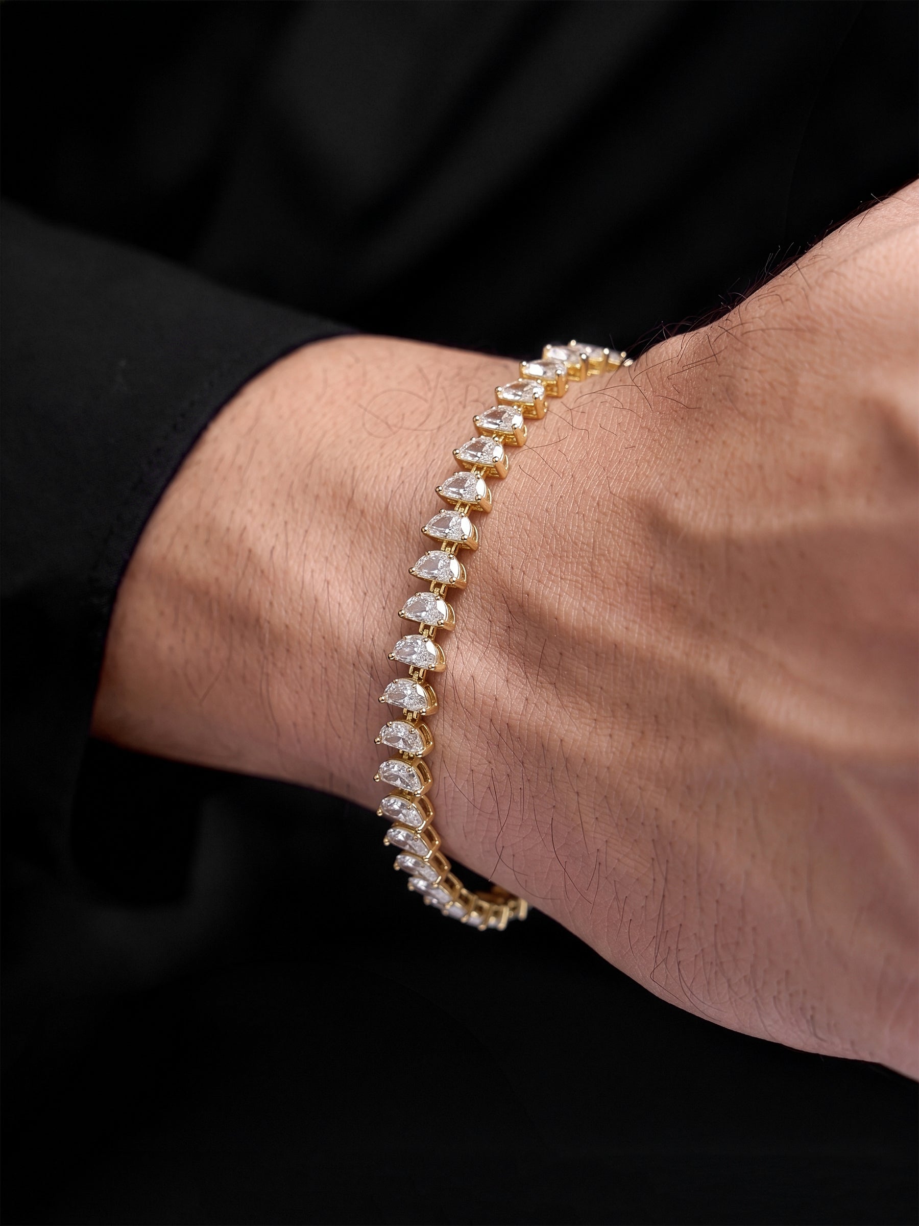 Sovira White 18K Gold Plated Diamond Men's Tennis Loose Bracelet