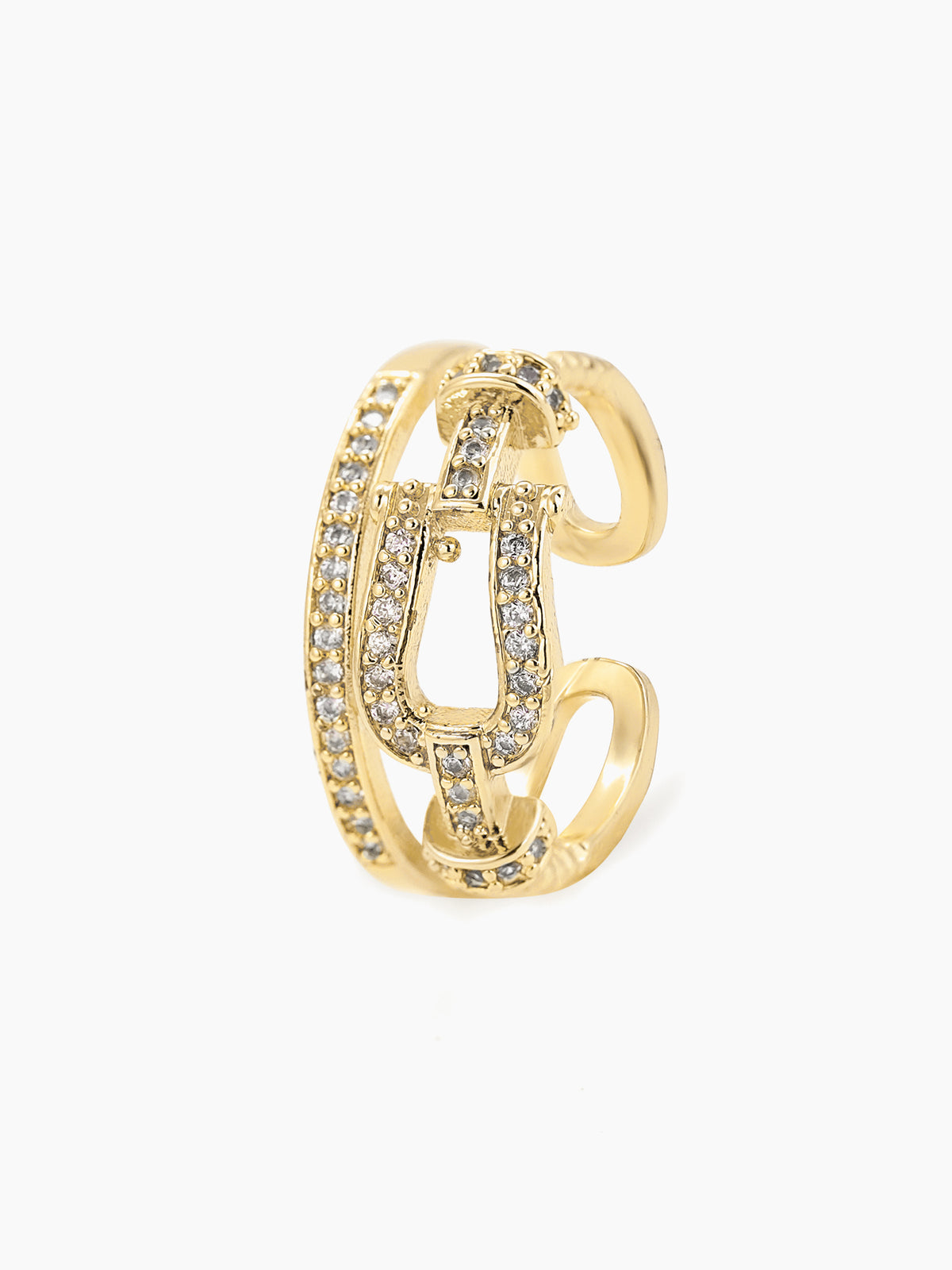 Sparkle Shimmering Crystals Loops Band 14K Gold Plated Ring