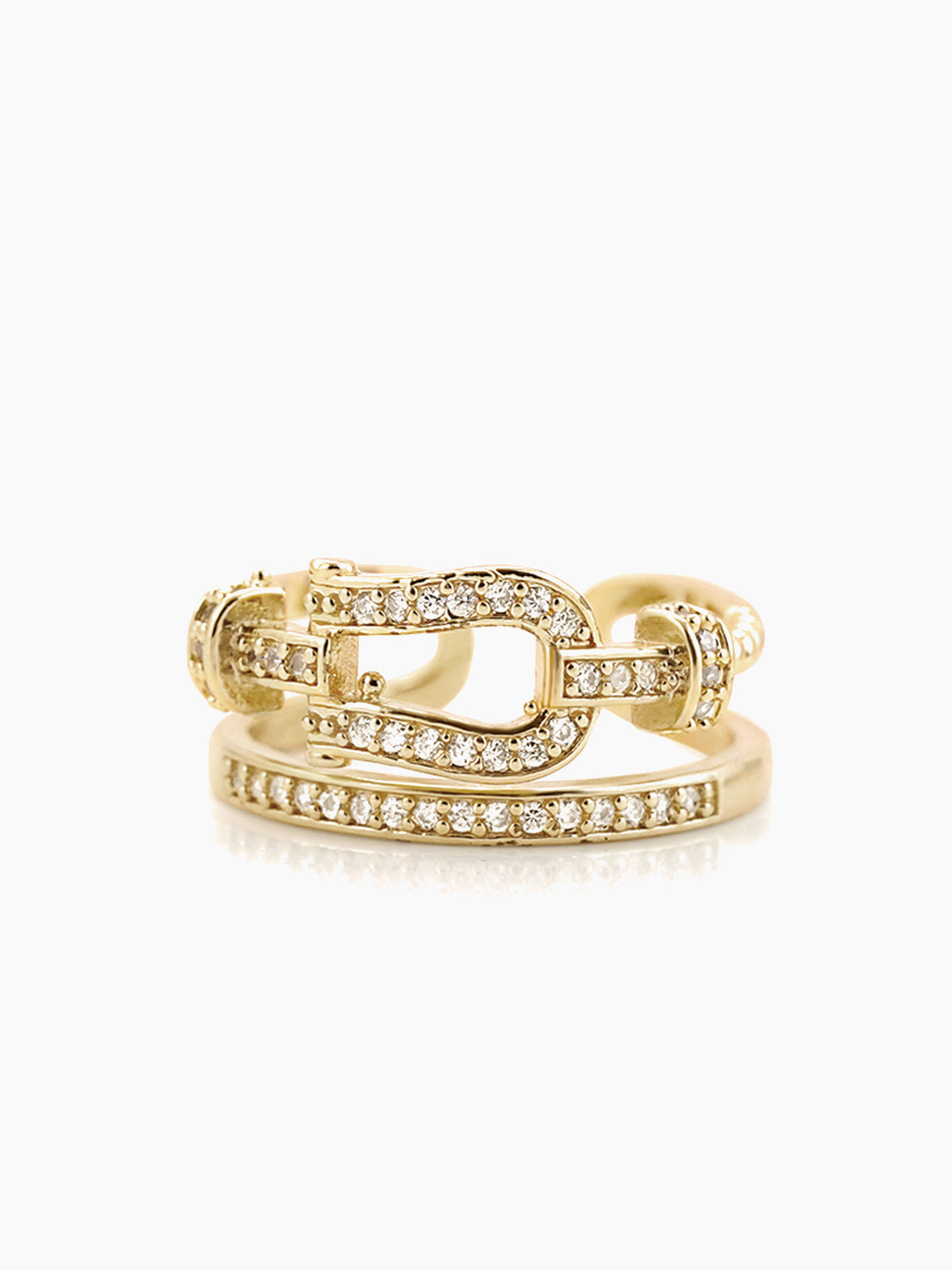 Sparkle Shimmering Crystals Loops Band 14K Gold Plated Ring