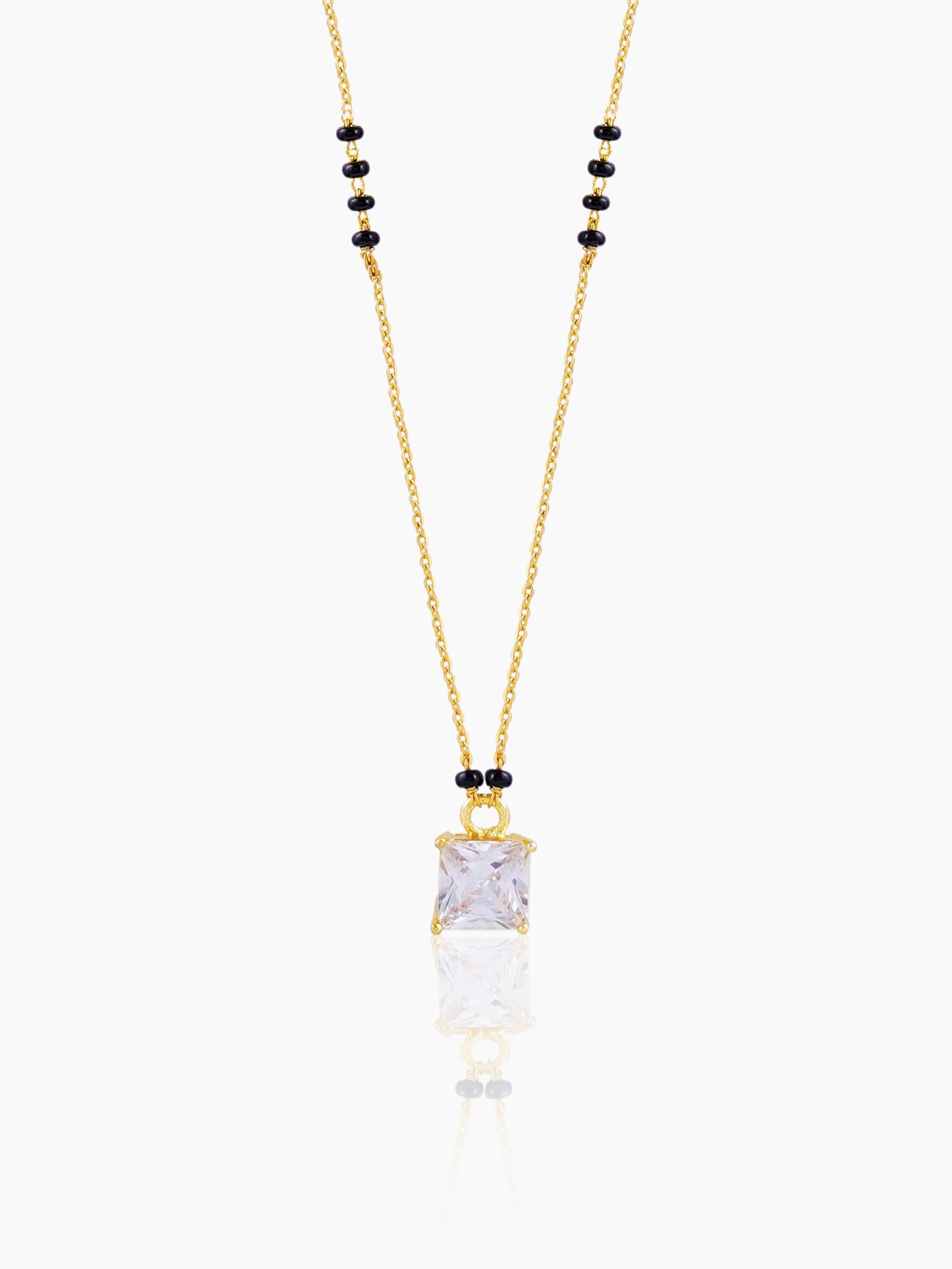 Square Cut Diamond Solitaire 18K Gold Plated Mangalsutra
