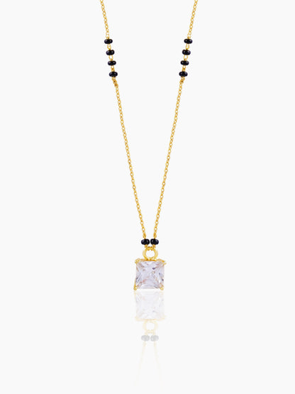 Square Cut Diamond Solitaire 18K Gold Plated Mangalsutra