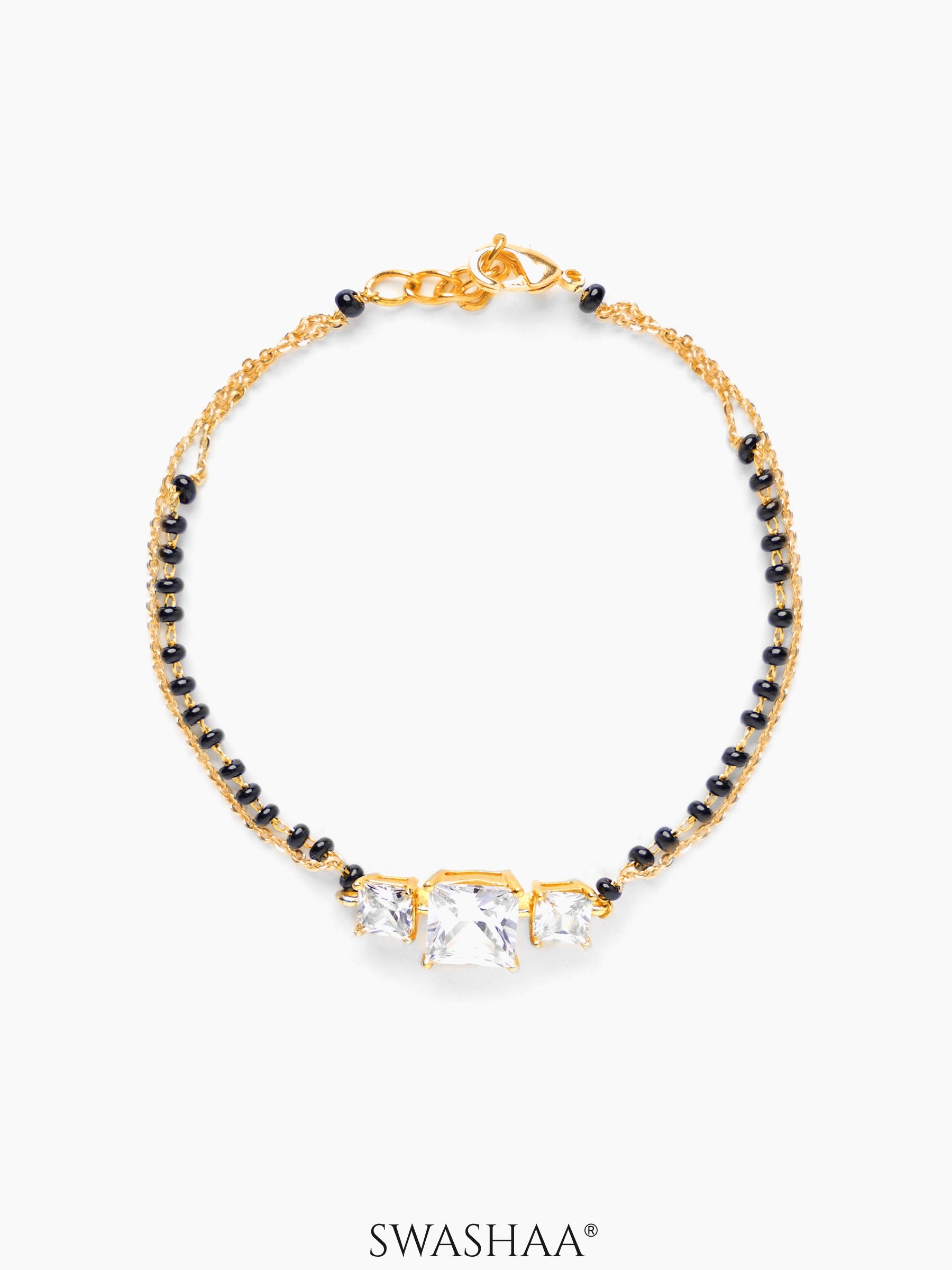 Square Solitaire 18K Gold Plated Mangalsutra Bracelets
