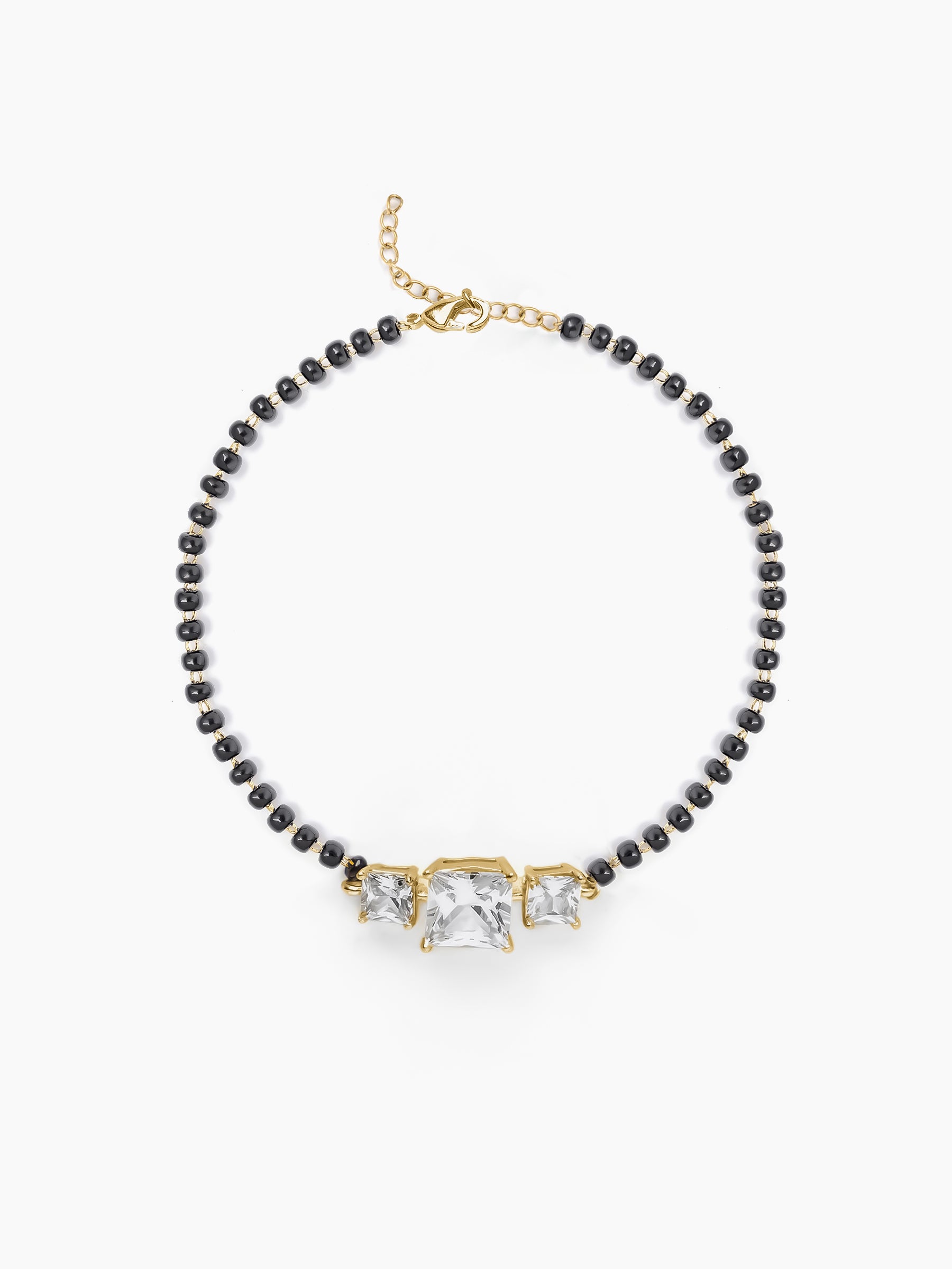 Square Cut Trio Diamond Solitaire 18K Gold Plated Mangalsutra Bracelets
