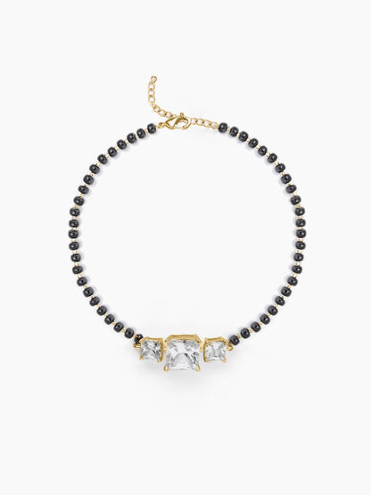 Square Cut Trio Diamond Solitaire 18K Gold Plated Mangalsutra Bracelets