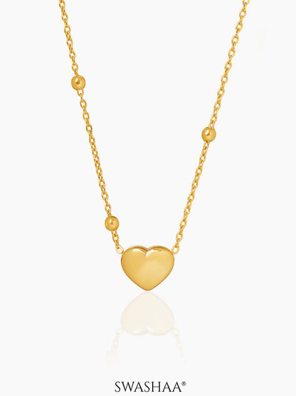 Statement Heart Charm Beads 18K Gold Plated Necklace