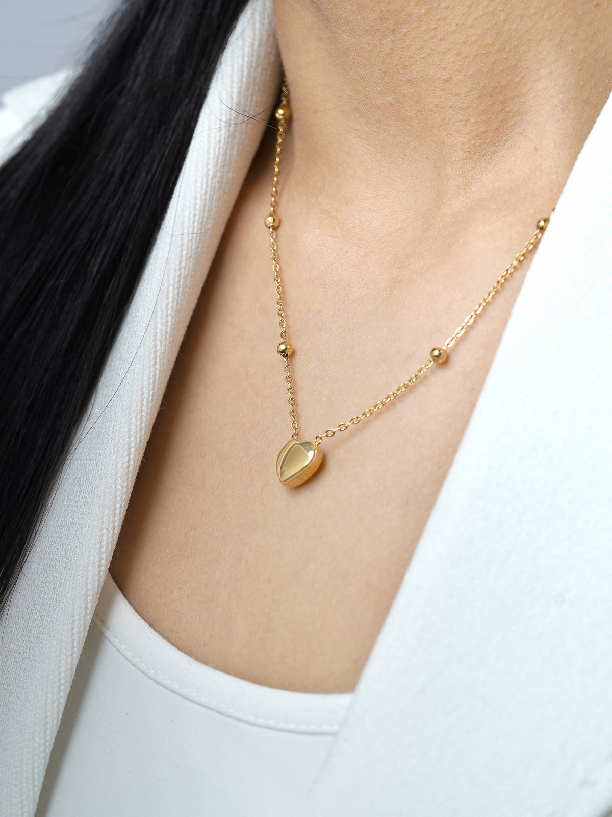Statement Heart Charm Beads 18K Gold Plated Necklace