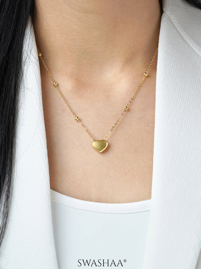 Statement Heart Charm Beads 18K Gold Plated Necklace