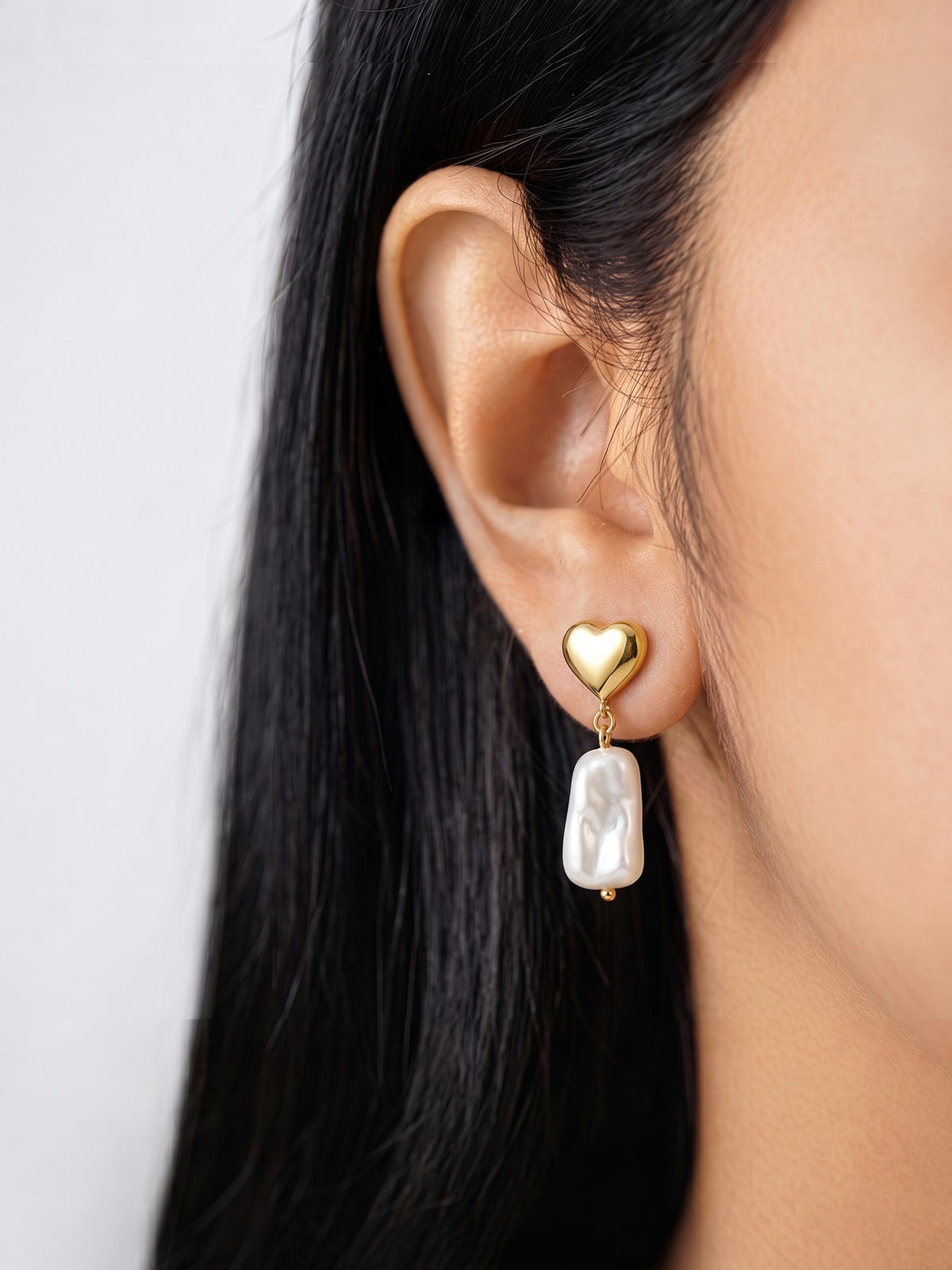 Stefi Heart Natural Stone 18K Gold Plated Women's Drop Earrings
